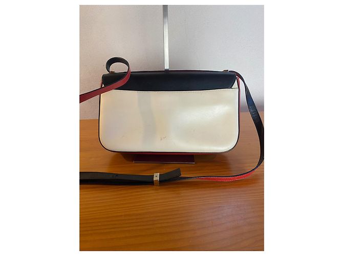 Lancel L Tasche Dreifarbiges Leder Schwarz Beige Rot Mehrfarben - Ansicht 2