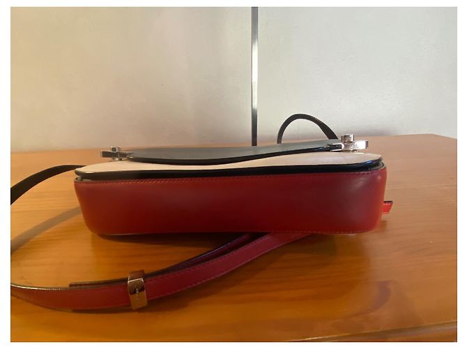 Lancel L Tasche Dreifarbiges Leder Schwarz Beige Rot Mehrfarben - Ansicht 5