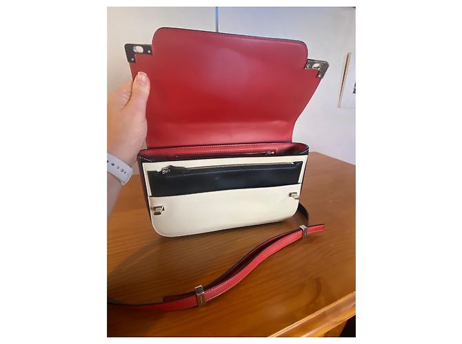 Lancel L Tasche Dreifarbiges Leder Schwarz Beige Rot Mehrfarben - Ansicht 6