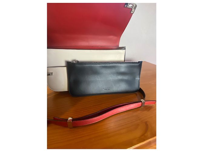 Lancel L Tasche Dreifarbiges Leder Schwarz Beige Rot Mehrfarben - Ansicht 7