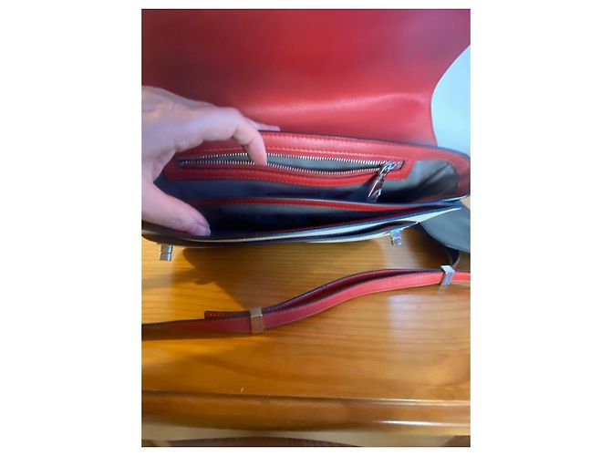 Lancel L Tasche Dreifarbiges Leder Schwarz Beige Rot Mehrfarben - Ansicht 8