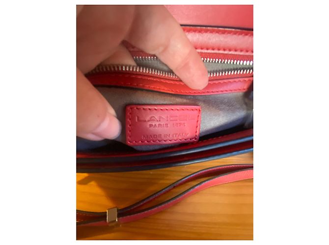 Lancel L Tasche Dreifarbiges Leder Schwarz Beige Rot Mehrfarben - Ansicht 9