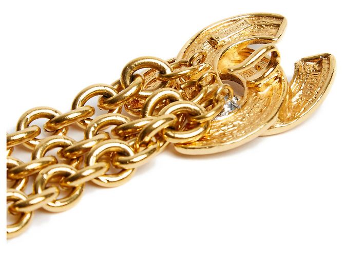 Chanel T70/80 90S CINTO ACOLCHOADO CC ACOLCHOADO Dourado - vista 5