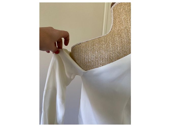 Top Asos con Cuello Asimétrico Crema - vista 6