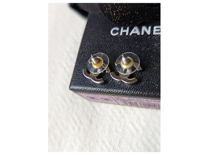 Chanel CC 12C Logo Classic Crystal Silver Hardware Ohrringe Box-Tag Silber - Ansicht 10