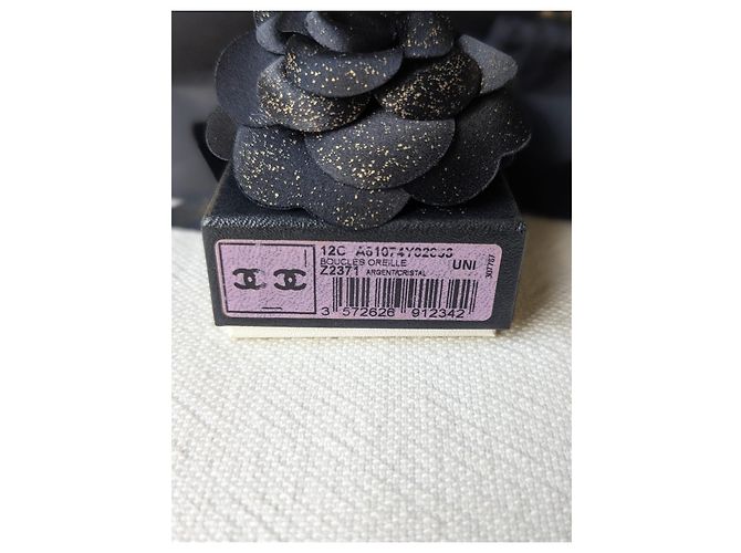 Chanel CC 12C Logo Classic Crystal Silver Hardware Ohrringe Box-Tag Silber - Ansicht 15