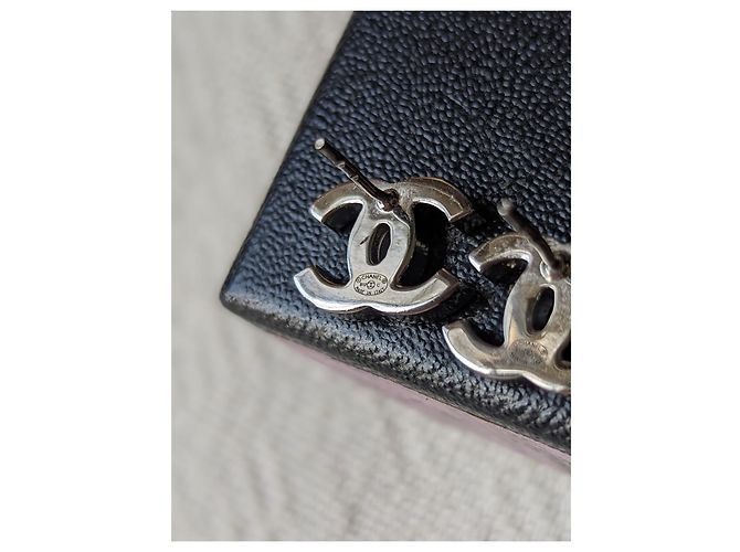 Chanel CC 12C Logo Classic Crystal Silver Hardware Ohrringe Box-Tag Silber - Ansicht 5