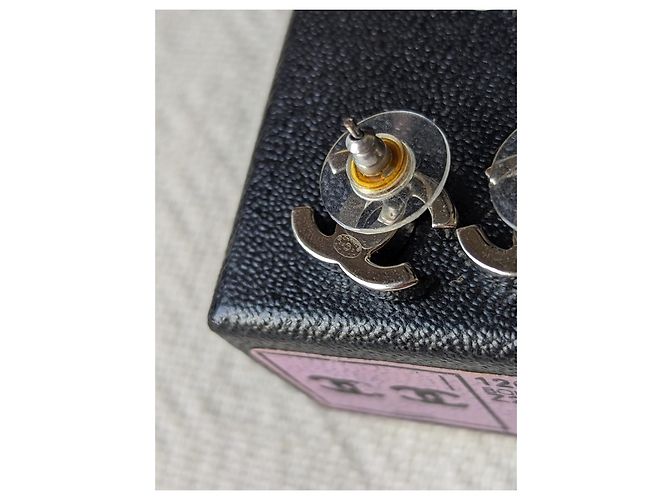 Chanel CC 12C Logo Classic Crystal Silver Hardware Ohrringe Box-Tag Silber - Ansicht 6