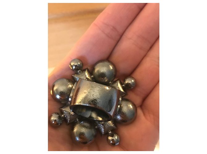 Anello Maxi Chanel Nero e Bianco Metallo Taglia 55 Grigio - vista 5