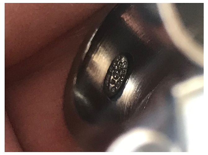 Anello Maxi Chanel Nero e Bianco Metallo Taglia 55 Grigio - vista 7
