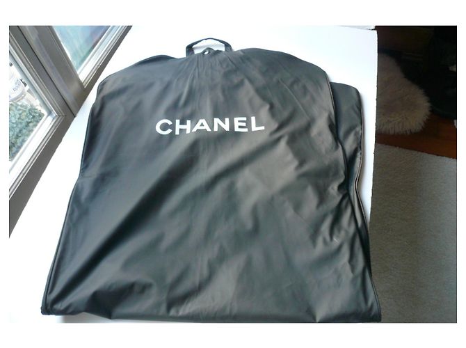 CHANEL Housse de vêtement toile imperméable Voyage TBE Noir - vue 7
