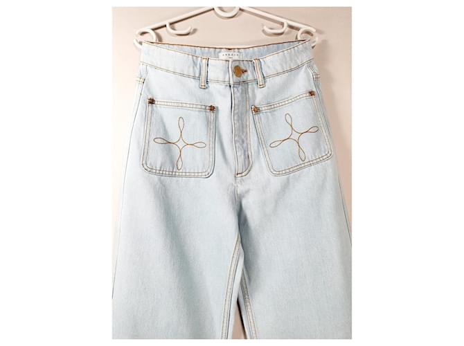 Jeans anchos Sandro azules de algodón con bolsillos bordados - vista 2