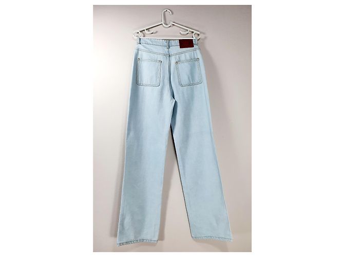Jeans anchos Sandro azules de algodón con bolsillos bordados - vista 3