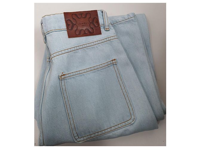 Jeans anchos Sandro azules de algodón con bolsillos bordados - vista 5