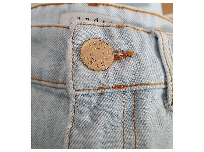 Jeans anchos Sandro azules de algodón con bolsillos bordados - vista 7