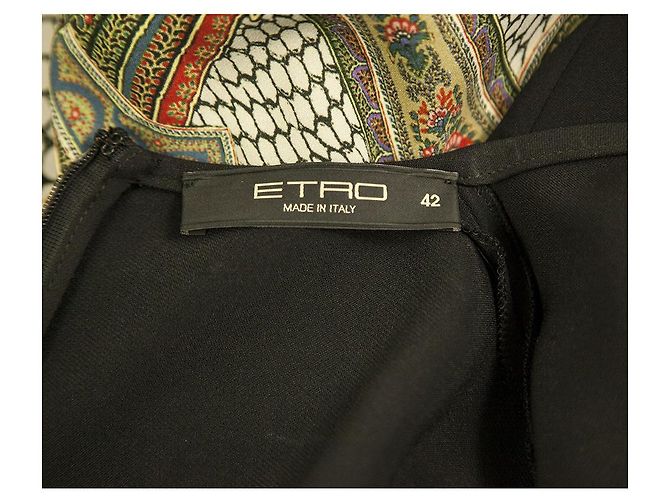 ETRO Schwarz Multicolor Paisley Langarm Figurbetontes knielanges Kleid Größe 42 Mehrfarben - Ansicht 3