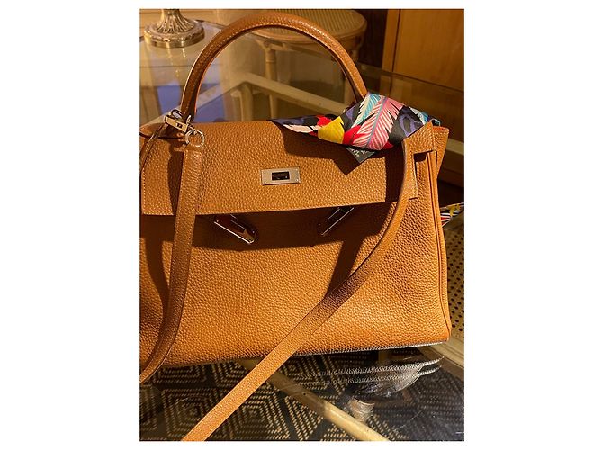 Borsa a mano Hermès Kelly 32 in pelle oro Beige - vista 6