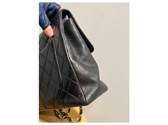 Borsa Chanel in pelle d'agnello nera con finiture oro Nero Gold hardware - vista 8