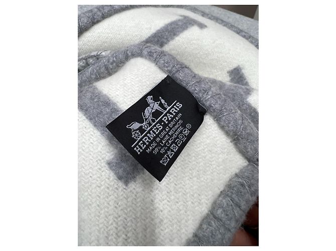 Manta de Cachemira Hermès Gris - vista 5