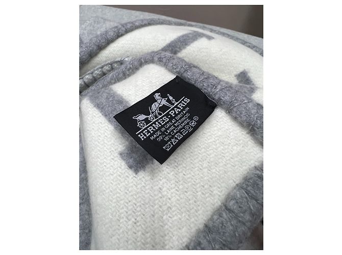 Manta de Cachemira Hermès Gris - vista 6