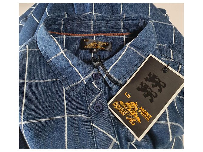 Le Mont Saint Michel Camicia in cotone blu - vista 5
