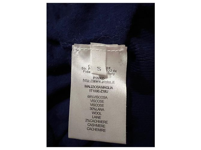 Pinko Asymmetrischer Pullover aus Wolle und Kaschmir in Blau mit Perlen - Ansicht 5