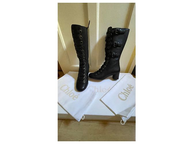 Botas Chloé de cuero negro 36,5 - vista 2