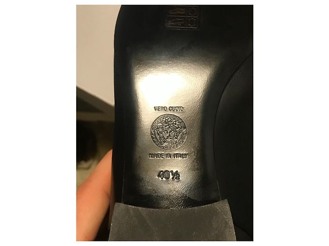 Versace Stiefel Kalbsleder Größe 40.5 Schwarz Golden - Ansicht 10