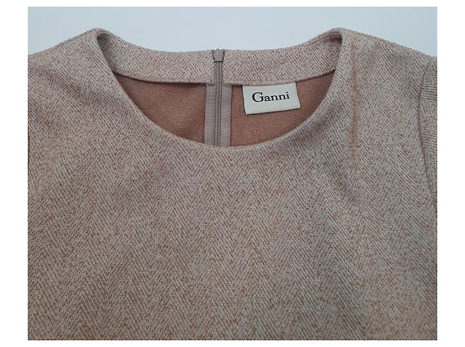 Ganni Mods Kleid Rosa Baumwolle Polyester Pink - Ansicht 5