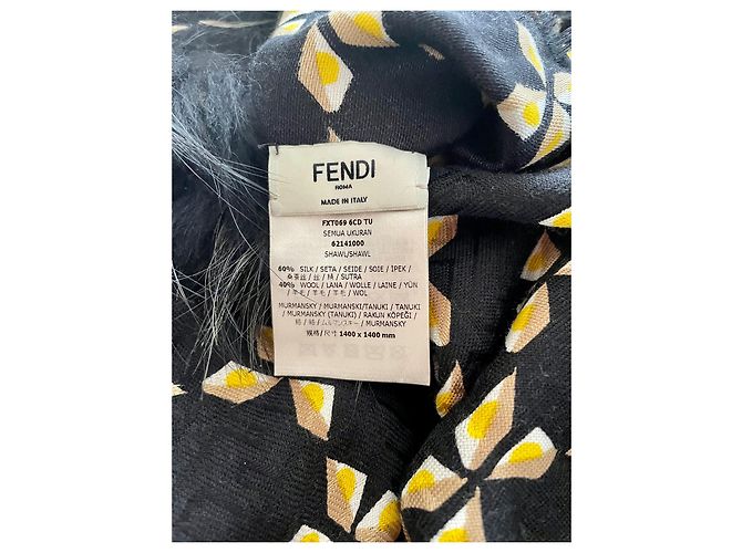 Fendi Wollschal mit Fuchspelz - Ansicht 2