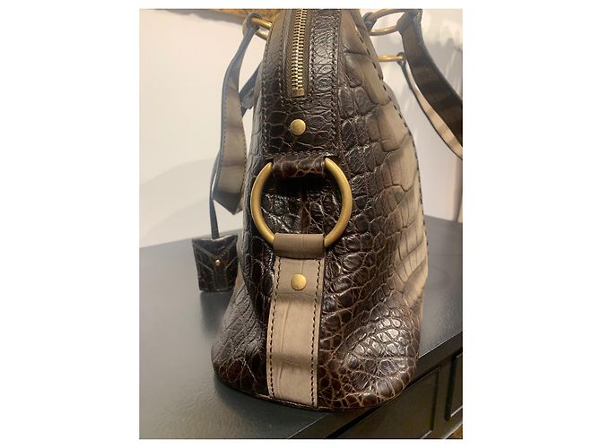 Muse II Bolsa Yves Saint Laurent Muse em couro cinza efeito crocodilo - vista 4