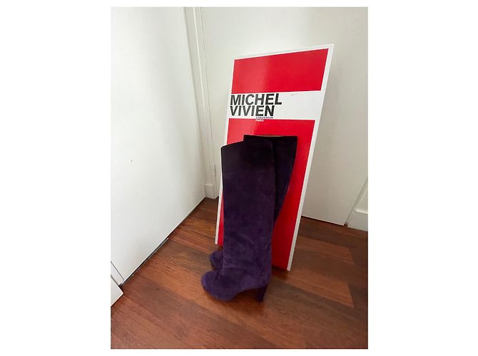 Michel Vivien Botas de camurça roxa - vista 7