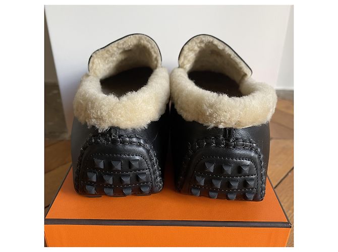 Mocassino driving Hermès Irving pelle nera 44 Nero - vista 8