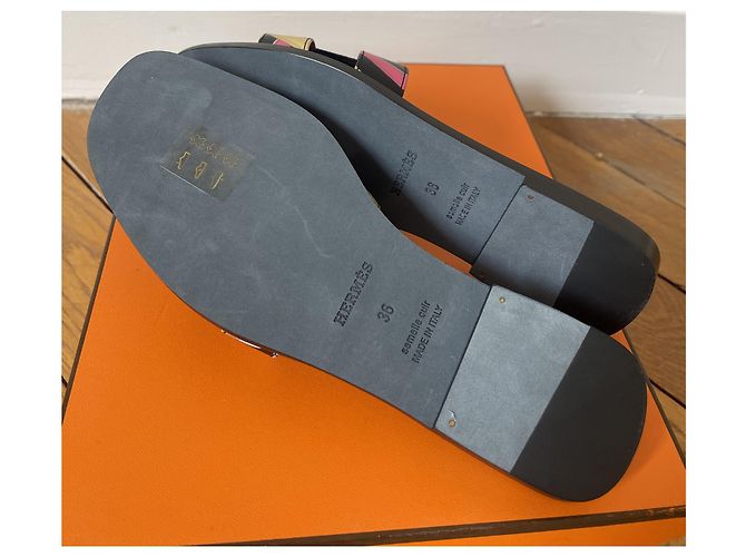 Sandali Hermès Oran in pelle Harnais de cheval Multicolore - vista 5