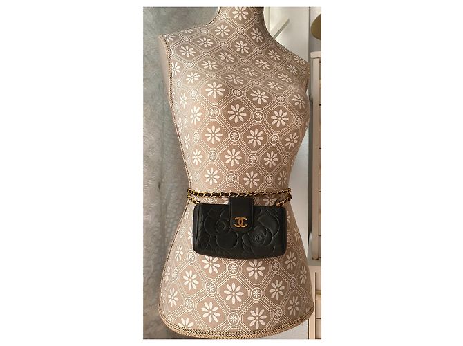 Chanel Kamelie Schultergurt Schwarz Golden - Ansicht 5