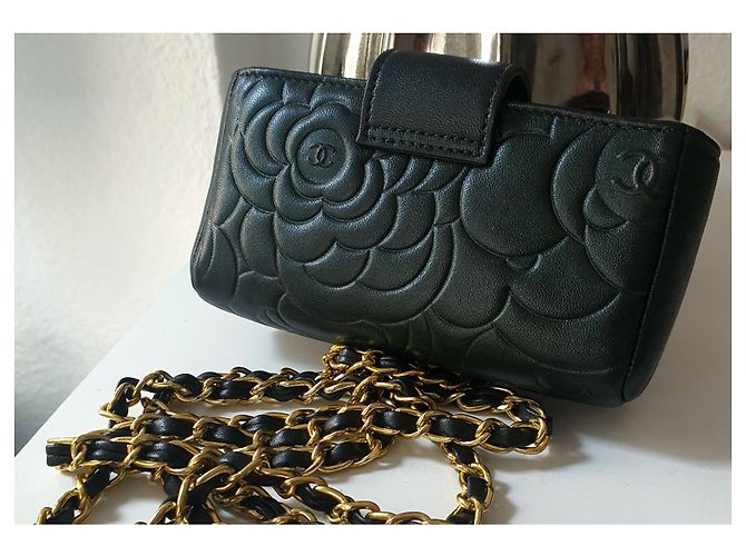 Chanel Kamelie Schultergurt Schwarz Golden - Ansicht 9