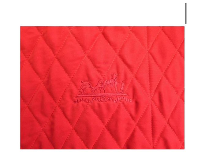 Hermès NEUF HERMES COUVERTURE DE PRESENTATION MATELASSE CHEVAL EN COTON ROUGE NEW - vue 6