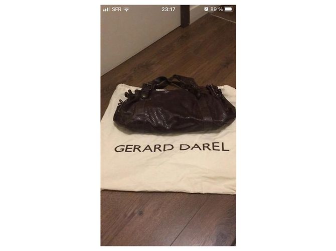 Gerard Darel Python Handbag Dark Brown - view 7