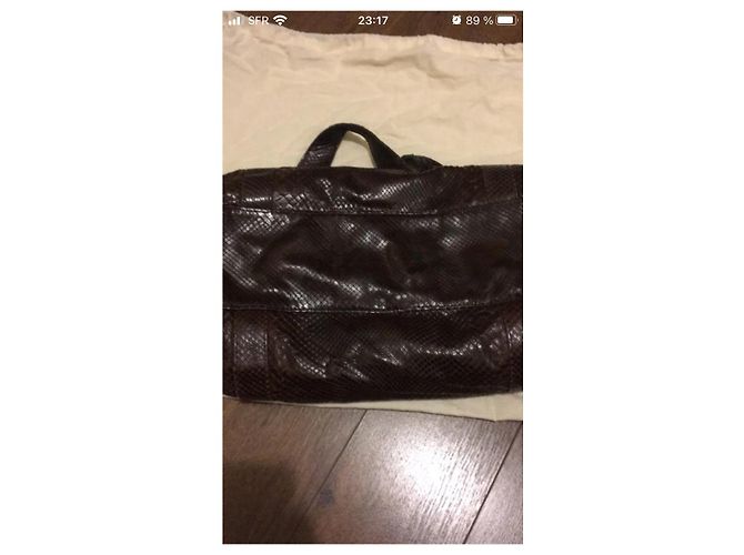 Gerard Darel Python Handbag Dark Brown - view 9