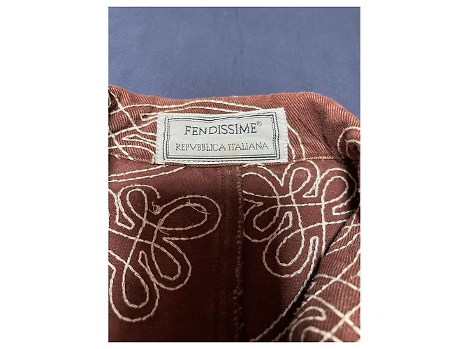 Fendissime Jacke aus Baumwolle Braun im Jeans-Stil mit Webmuster - Ansicht 2