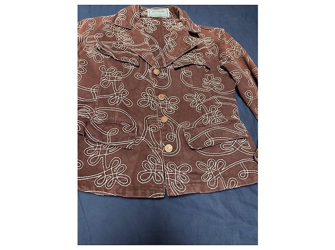 Fendissime Jacke aus Baumwolle Braun im Jeans-Stil mit Webmuster - Ansicht 4