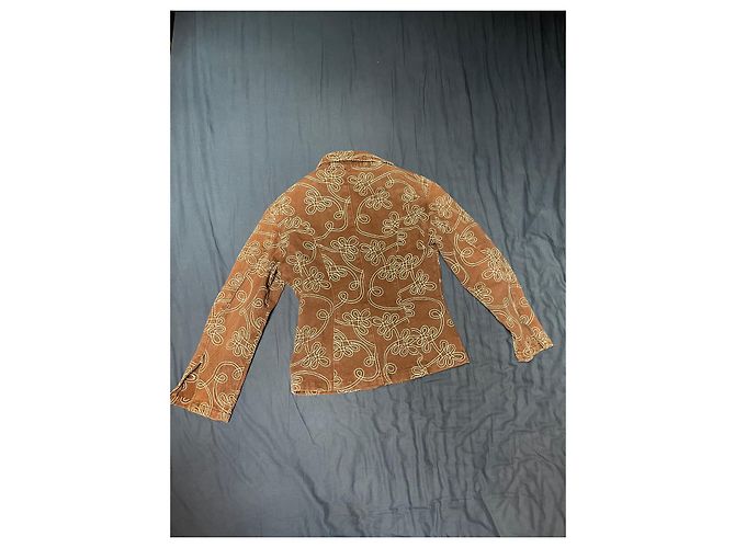 Fendissime Jacke aus Baumwolle Braun im Jeans-Stil mit Webmuster - Ansicht 5