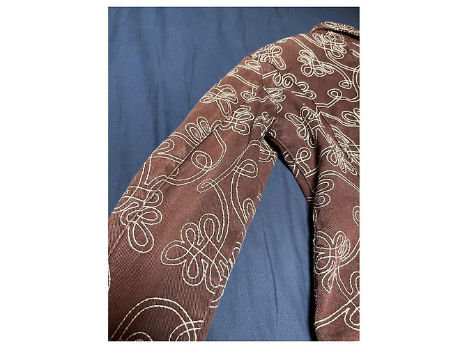 Fendissime Jacke aus Baumwolle Braun im Jeans-Stil mit Webmuster - Ansicht 6