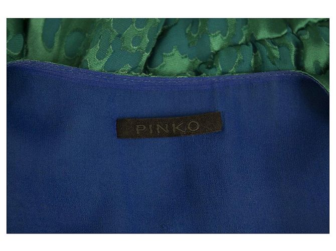 Pinko Türkisblau Drapierte Devore-Seide mit langen Ärmeln Minikleidgröße 44 Grün - Ansicht 3