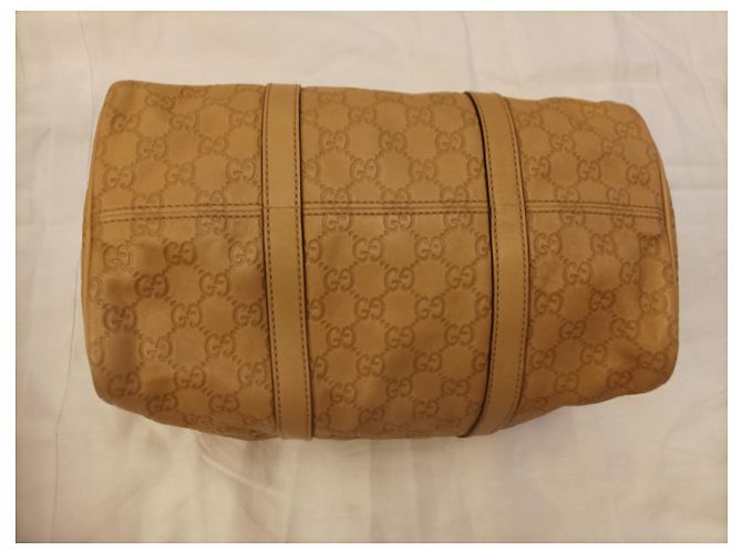 Borsa a mano Gucci in pelle beige con logo - vista 3