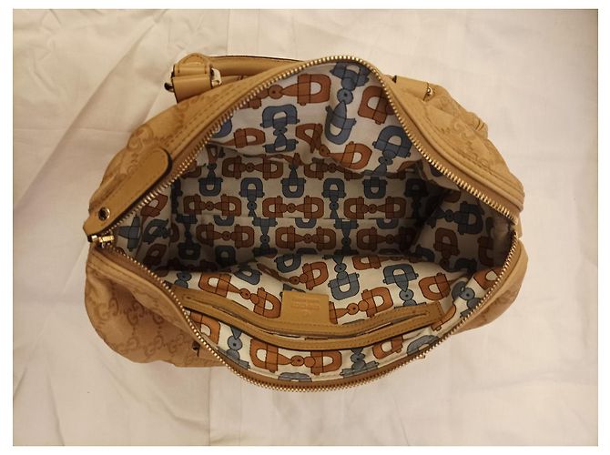 Borsa a mano Gucci in pelle beige con logo - vista 4