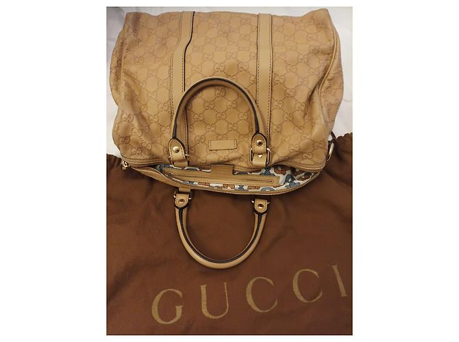 Borsa a mano Gucci in pelle beige con logo - vista 5