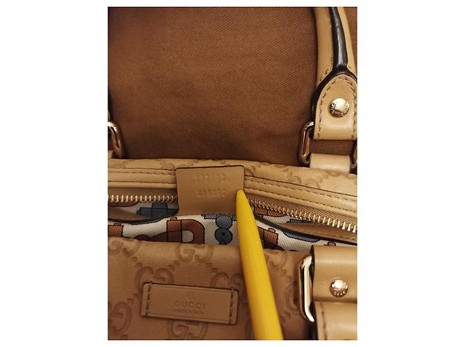 Borsa a mano Gucci in pelle beige con logo - vista 6