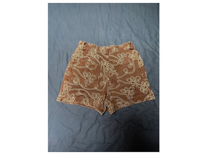 Shorts Fendissime de algodão marrom estilo jeans - vista 3