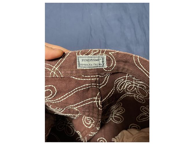 Shorts Fendissime de algodão marrom estilo jeans - vista 5